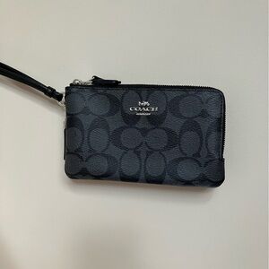 Coach Signature Black Logo Wristlet